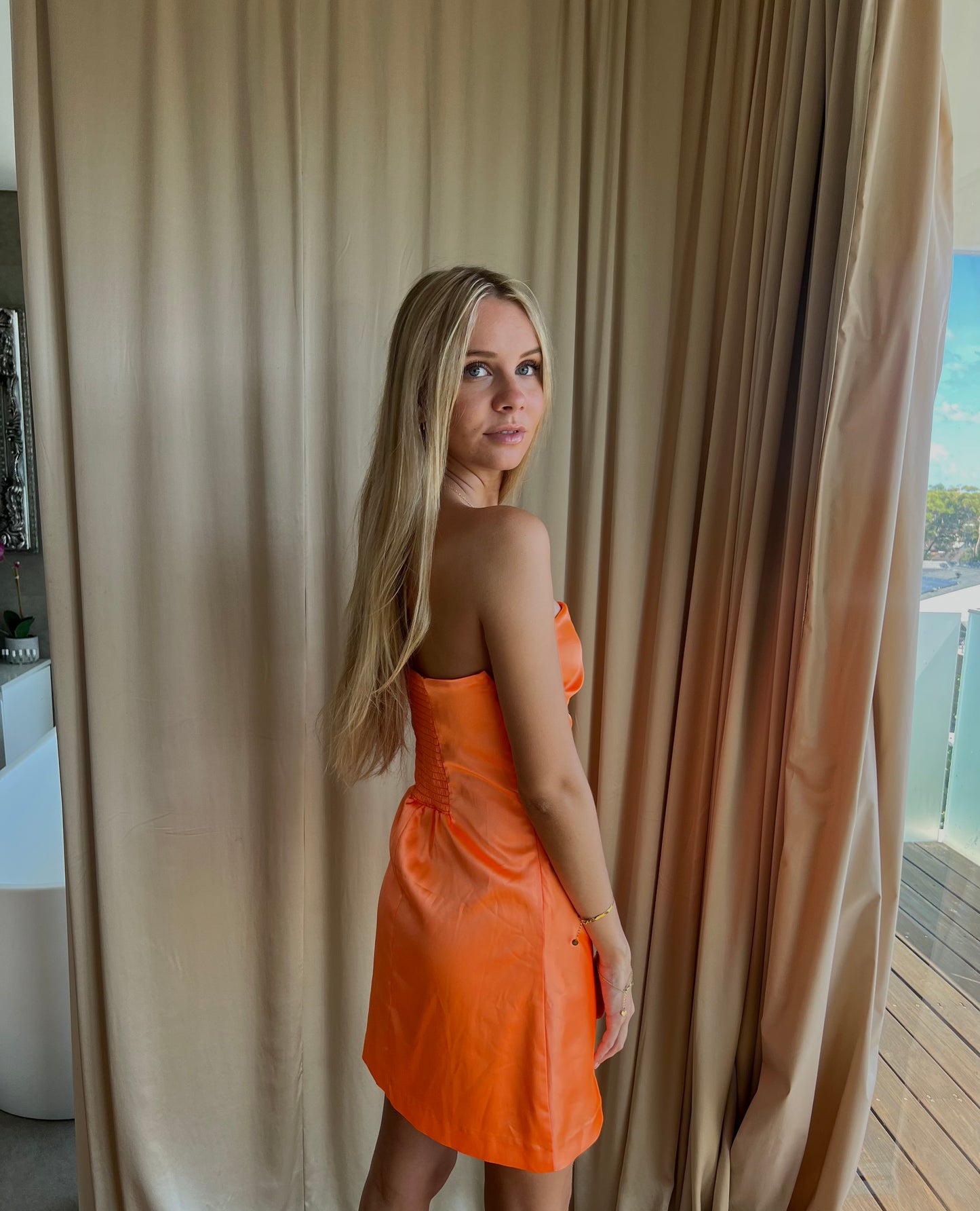 Victoria Dress in Neon Orange